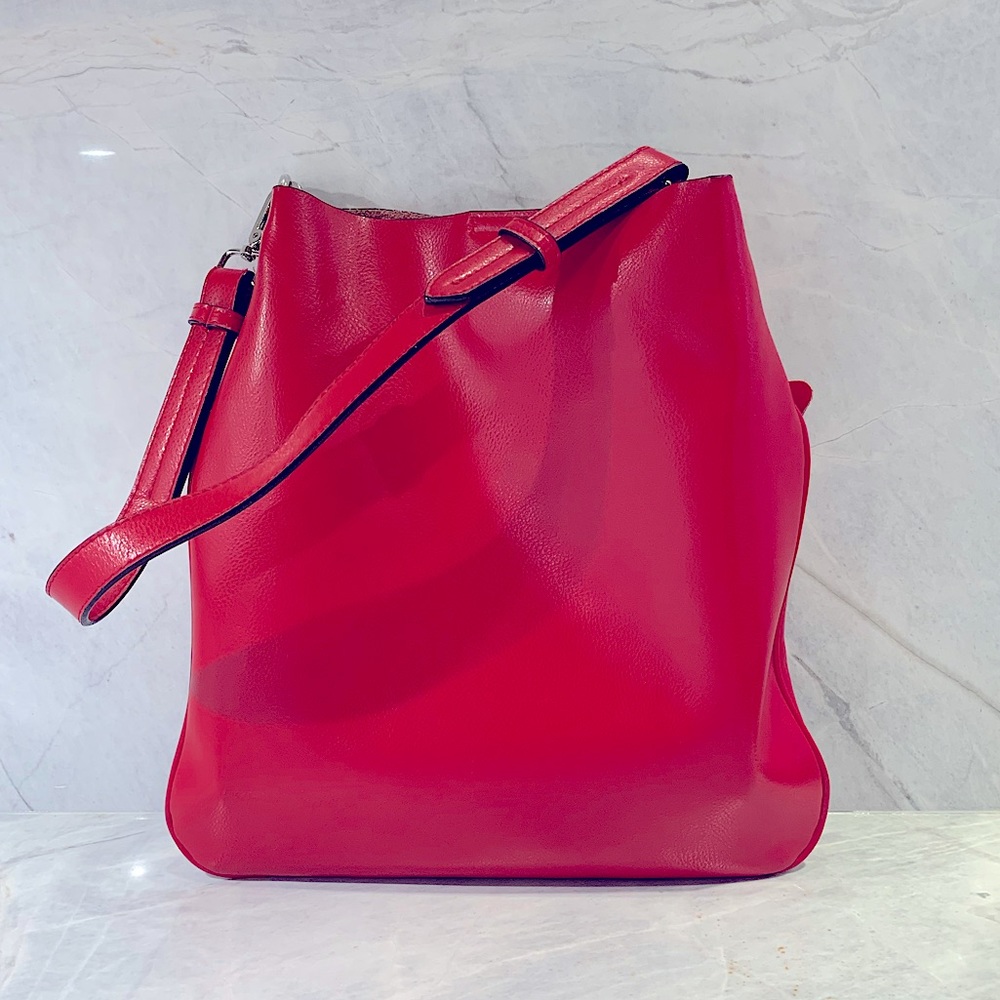 Cherry red hobo bag great sheen 2 straps cross body & shoulder